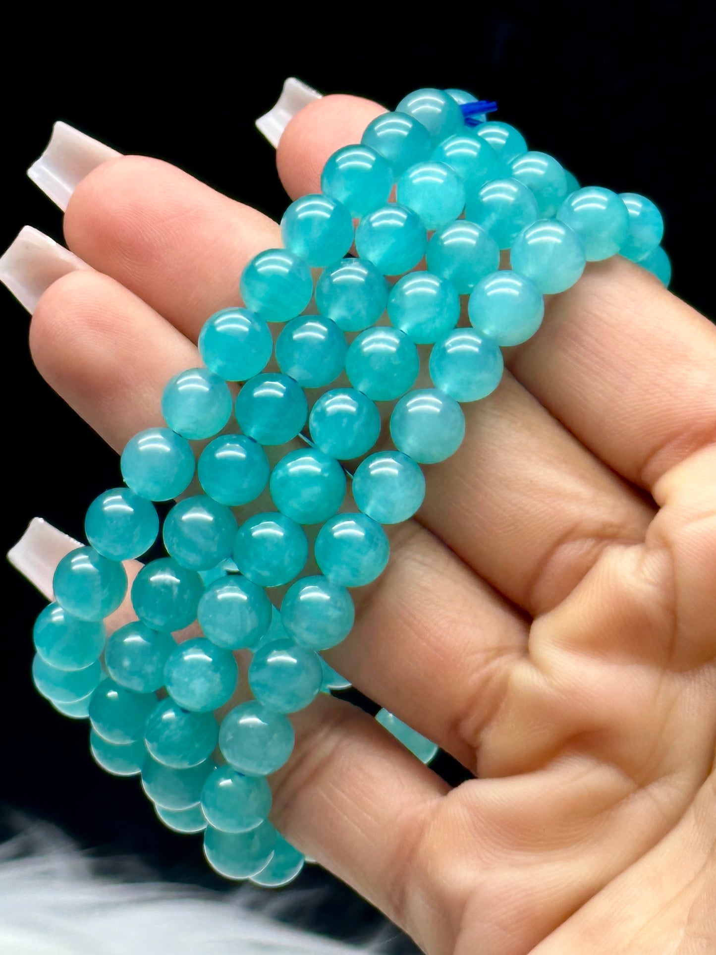 Gem Quality Amazonite Crystal Bracelet – 7mm Natural Beads, Calming & Balancing Energy