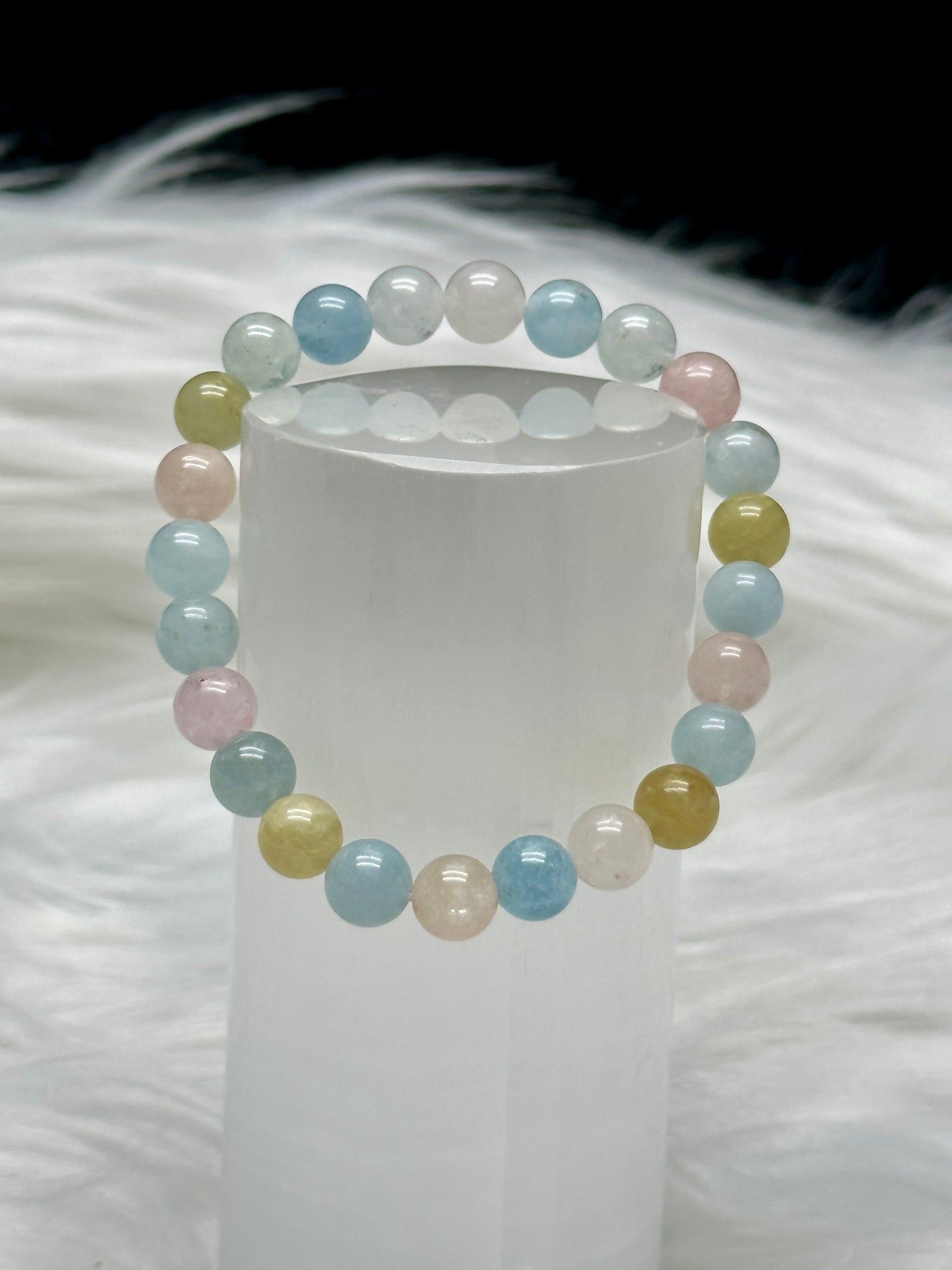 Morganite Crystal Bracelet – 7mm Natural Beads, Emotional Healing & Heart Chakra Stone