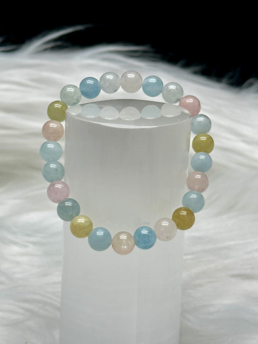 Morganite Crystal Bracelet – 7mm Natural Beads, Emotional Healing & Heart Chakra Stone