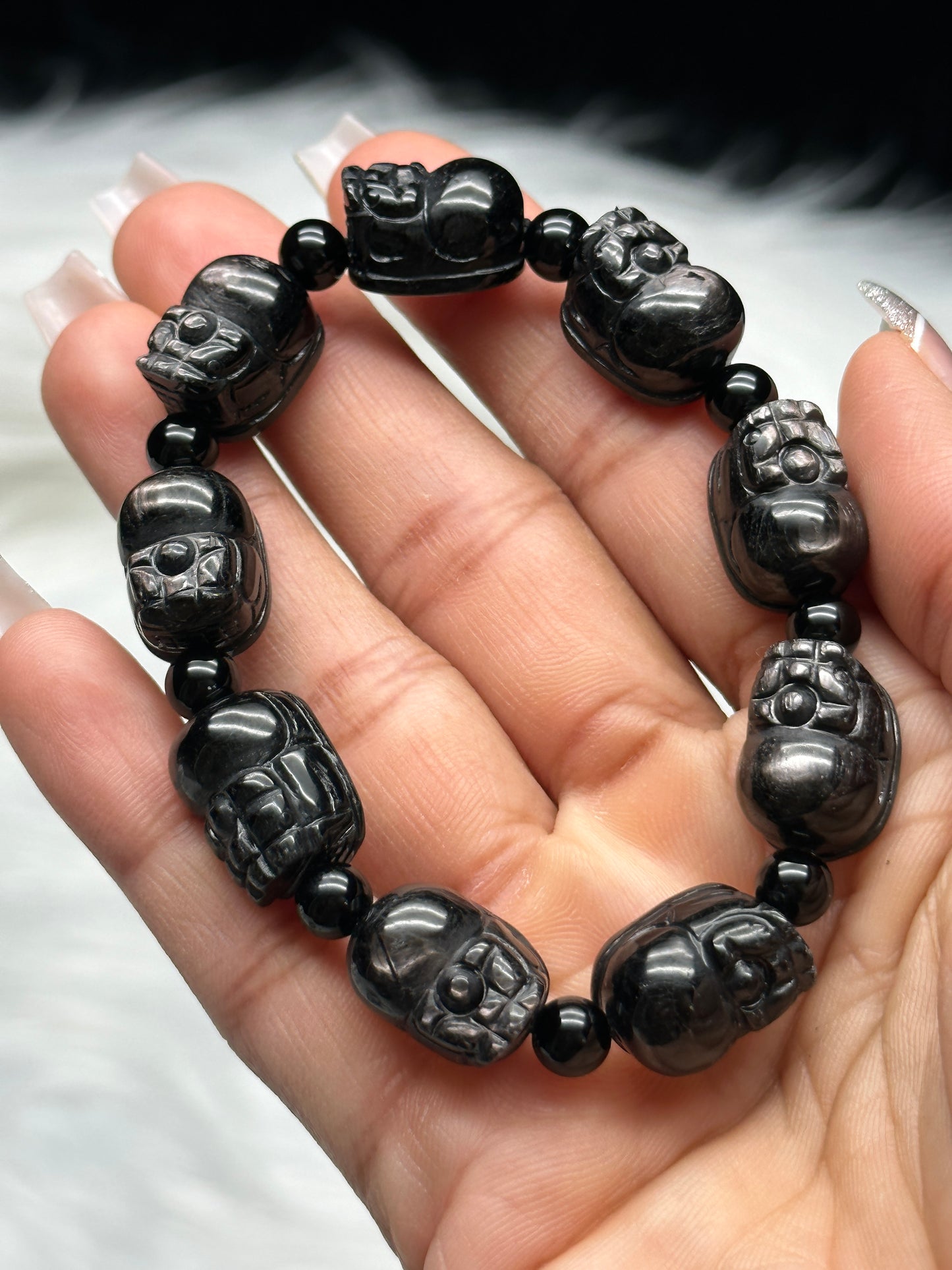 Hypersthene Pixiu Bracelet – 16mm Crystal Protection Bracelet for Wealth & Energy