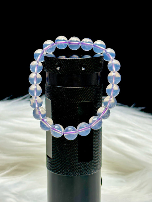Lavender Moon Quartz Crystal Bracelet – 8mm or 9mm Beads | Calming Energy & Intuition | Stretch Cord