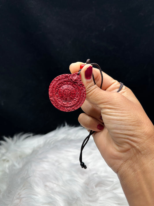 Sacred Geometry Cinnabar Crystal Pendant Necklace