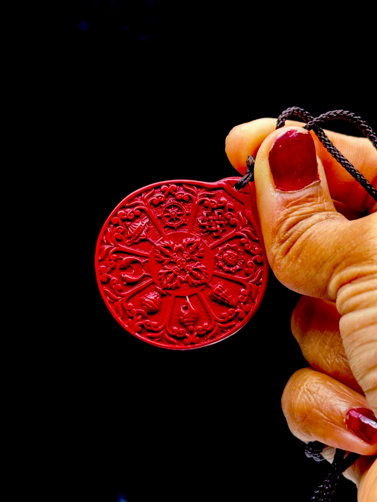 Sacred Geometry Cinnabar Crystal Pendant Necklace