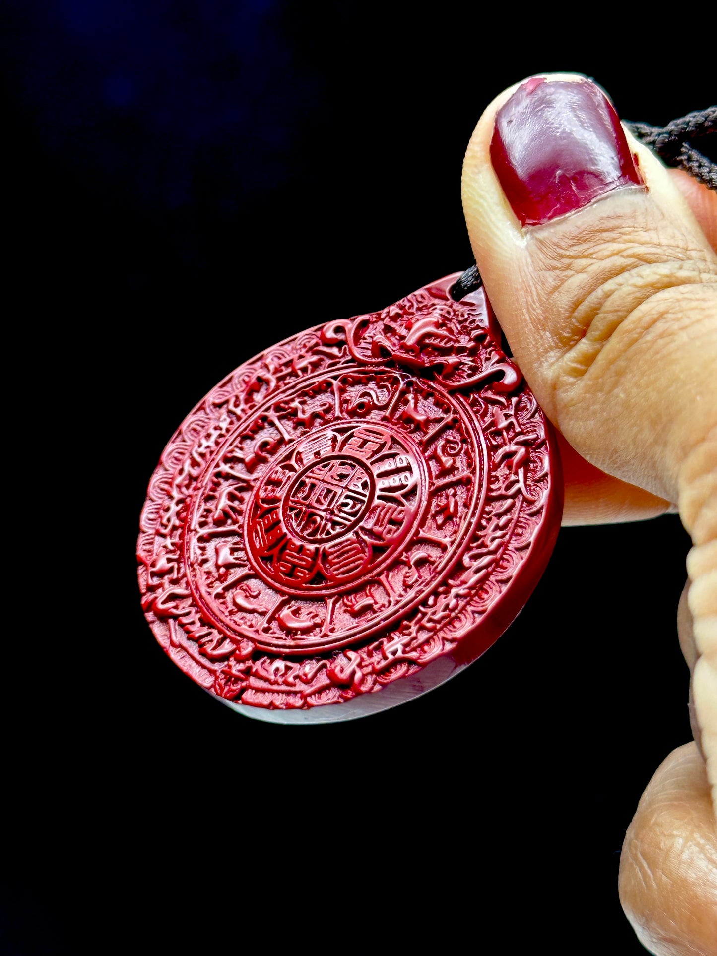 Sacred Geometry Cinnabar Crystal Pendant Necklace