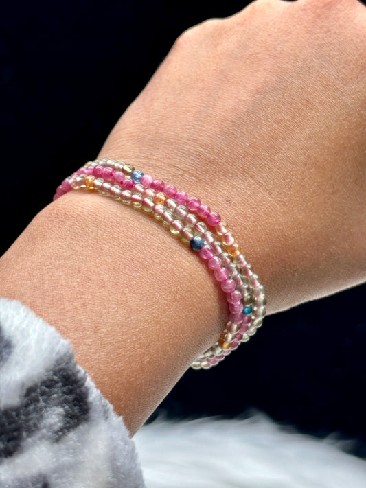 Natural Mixed Tourmaline Crystal Necklace/Bracelet – Multi-Color Gemstones, Stretch Cord, Unisex Jewelry