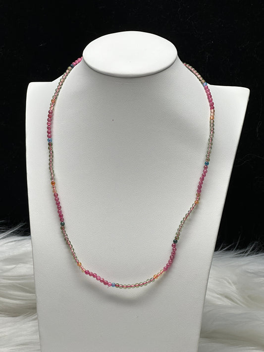 Natural Mixed Tourmaline Crystal Necklace/Bracelet – Multi-Color Gemstones, Stretch Cord, Unisex Jewelry