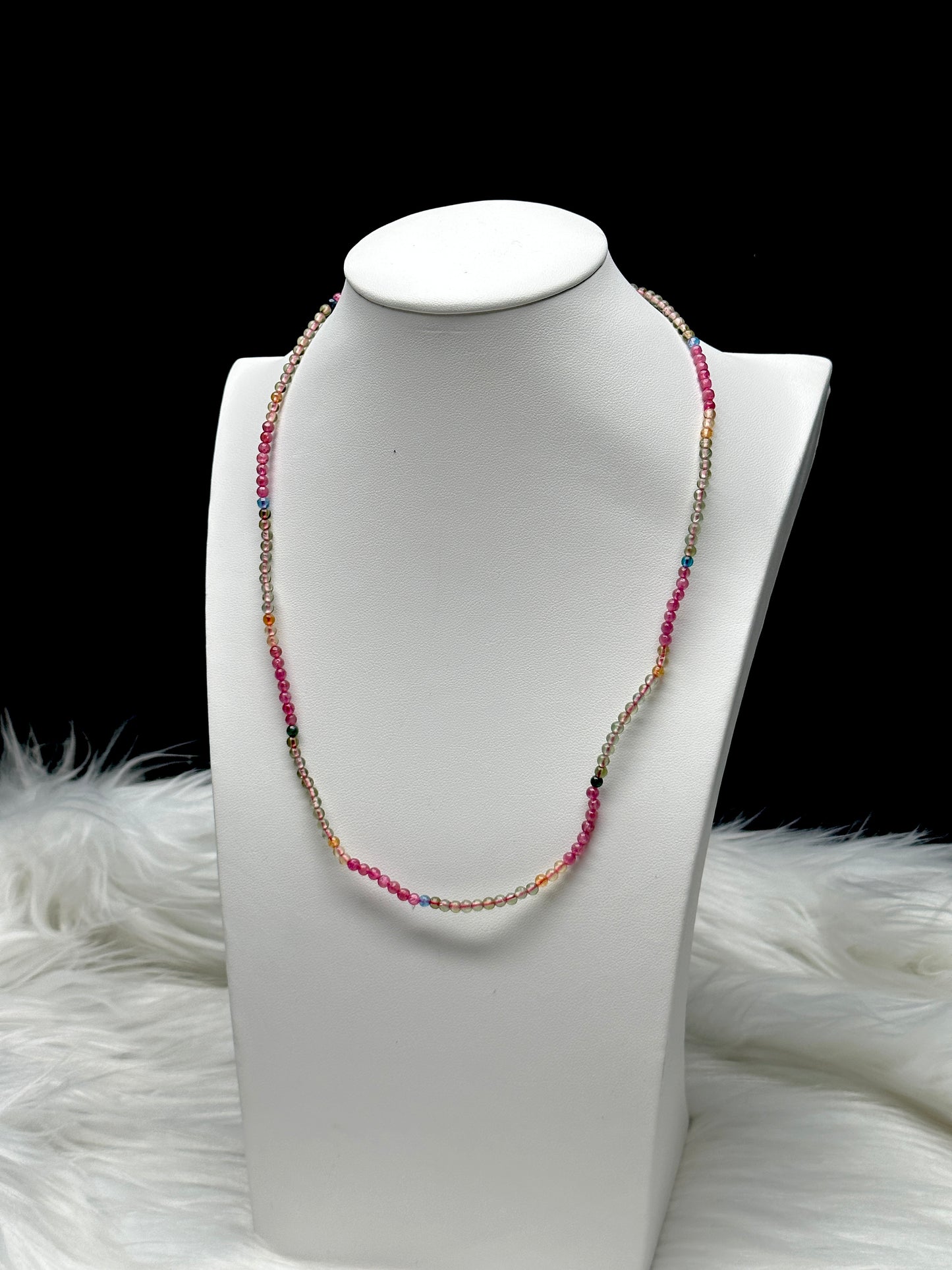 Natural Mixed Tourmaline Crystal Necklace/Bracelet – Multi-Color Gemstones, Stretch Cord, Unisex Jewelry