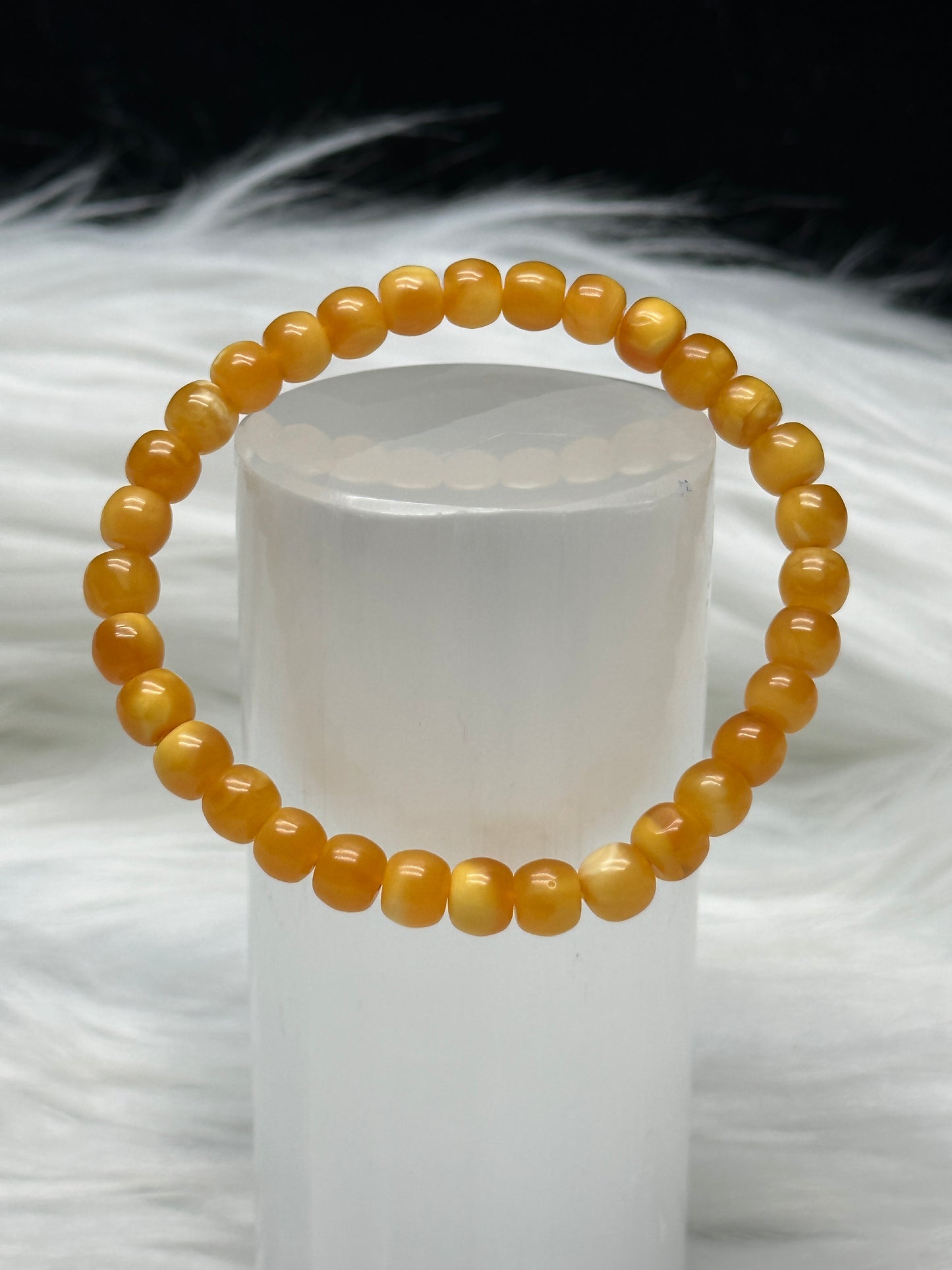 100% Natural Amber Bracelet – 6mm Round Beads, Genuine Baltic Amber