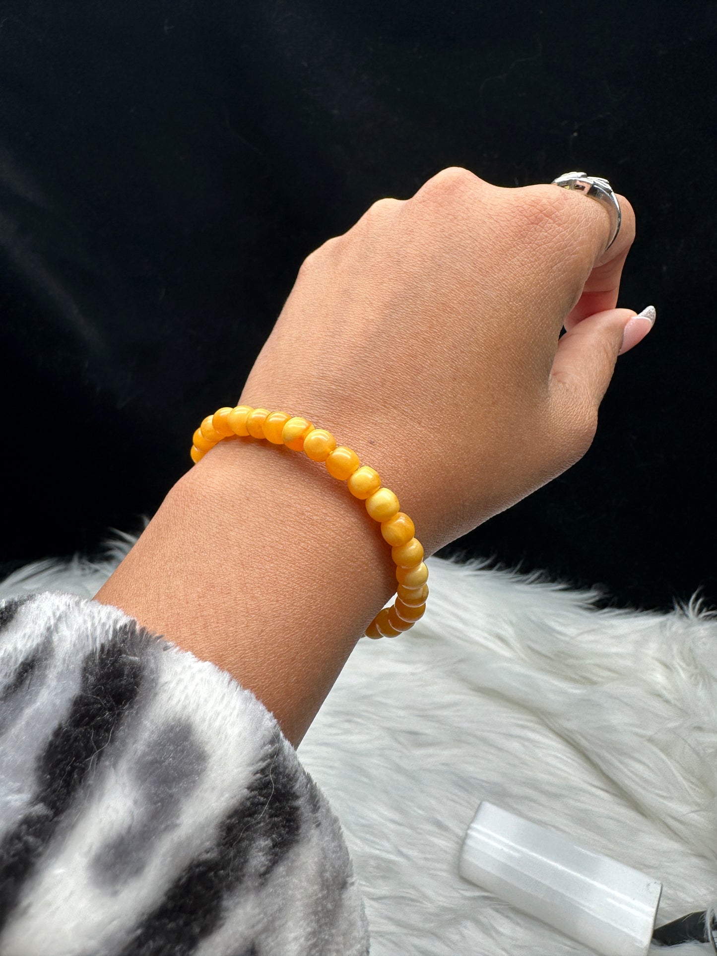 100% Natural Amber Bracelet – 6mm Round Beads, Genuine Baltic Amber