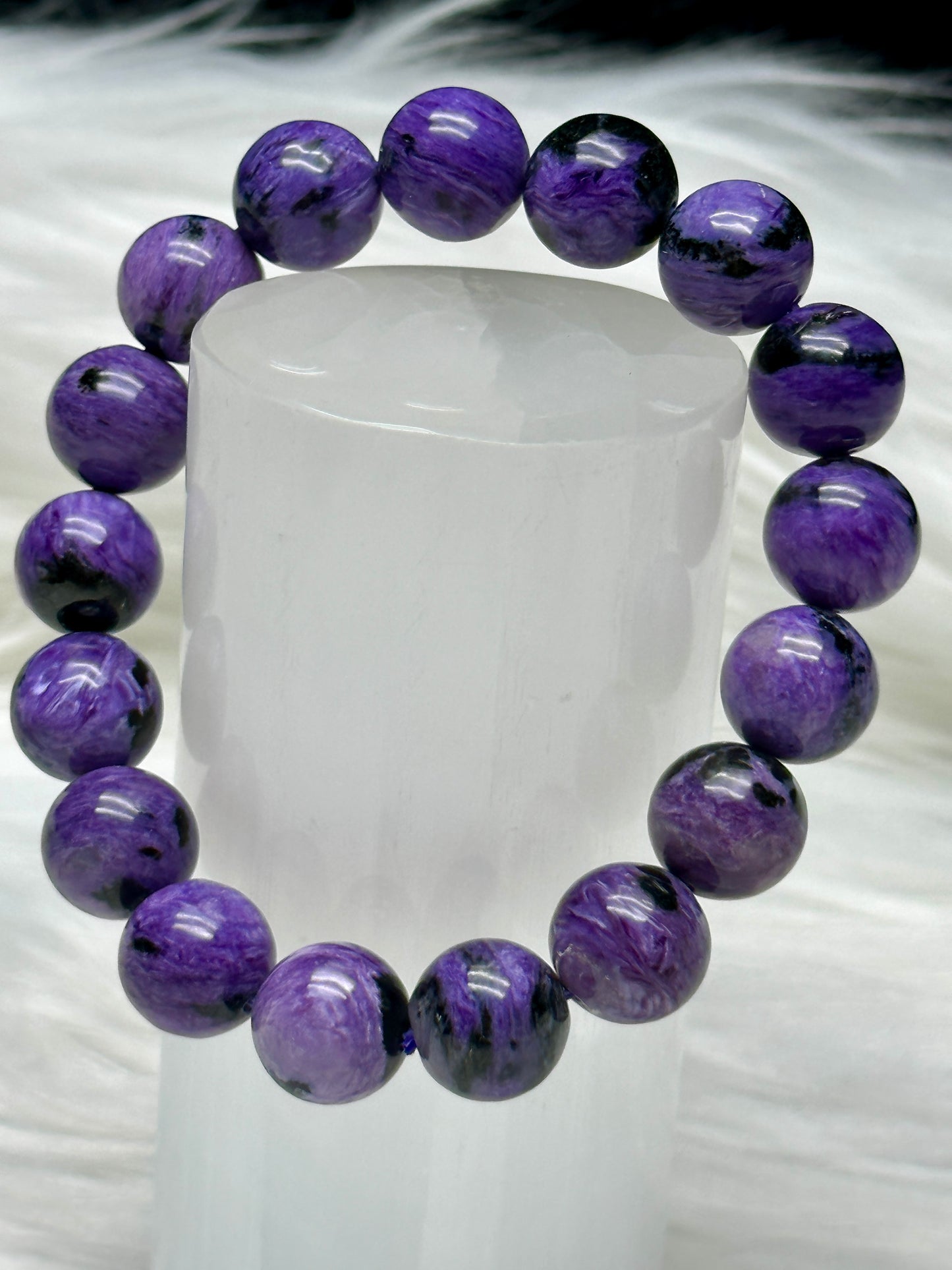 High Quality Charoite Crystal Bracelet – 12mm Natural Gemstone Beads