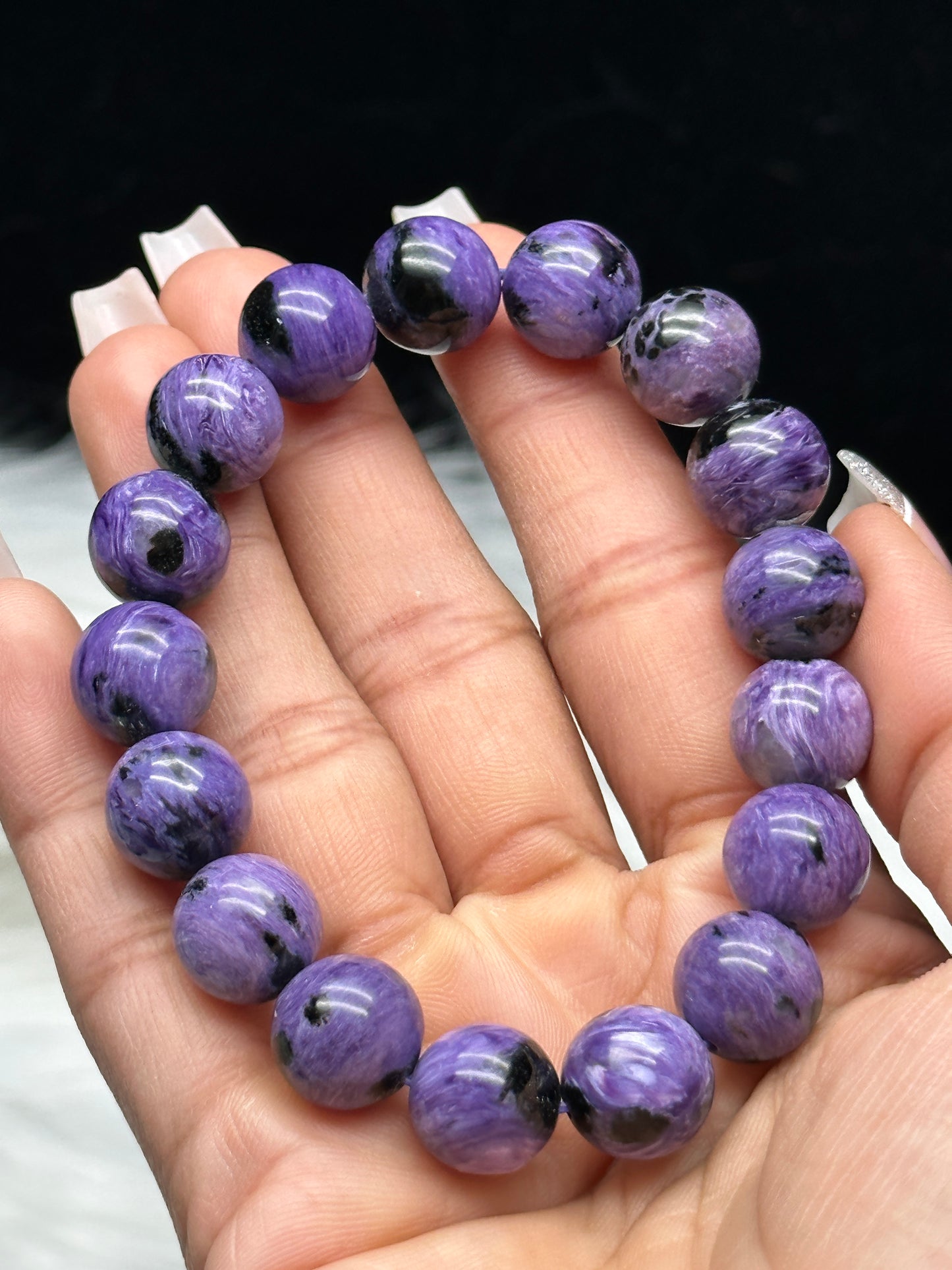 High Quality Charoite Crystal Bracelet – 12mm Natural Gemstone Beads
