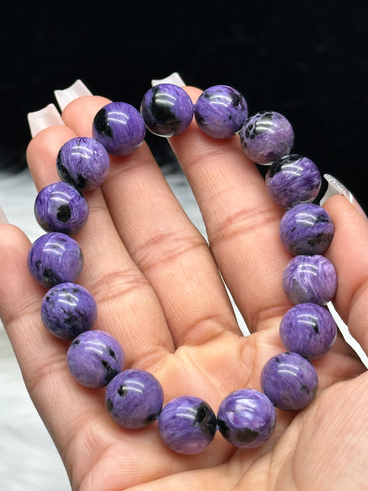 High Quality Charoite Crystal Bracelet – 12mm Natural Gemstone Beads