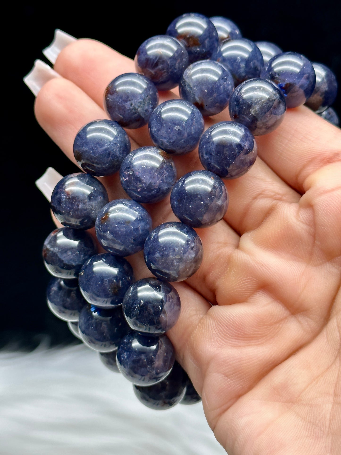 Iolite Crystal Bracelet - 9mm or 13mm bead size, you choose