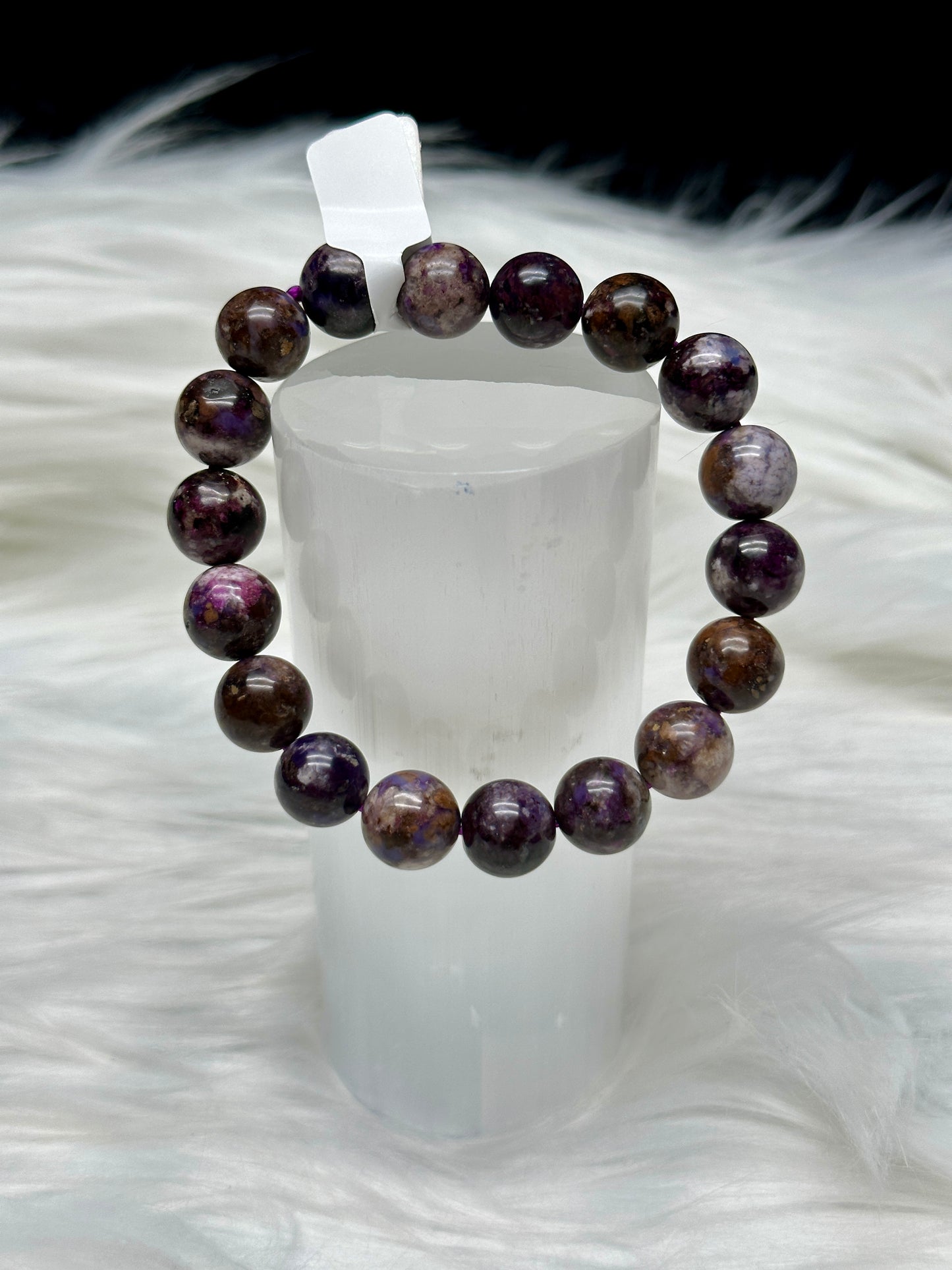 High-Quality Sugilite Bead Bracelet – 10mm Natural Gemstone, Energy Healing Crystal