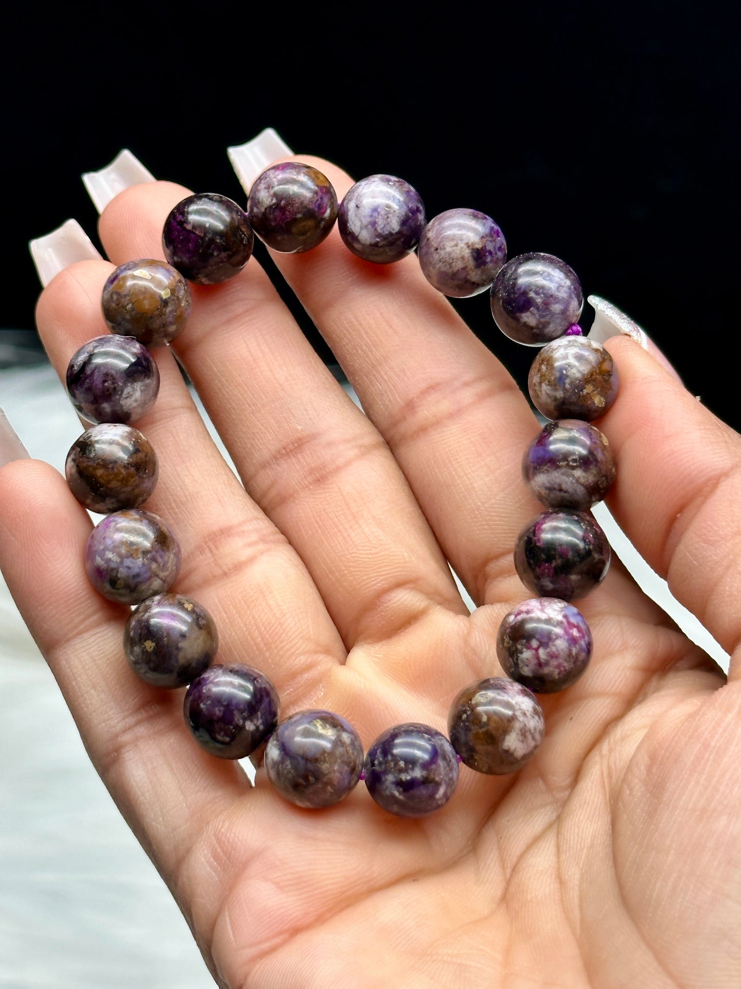 High-Quality Sugilite Bead Bracelet – 10mm Natural Gemstone, Energy Healing Crystal