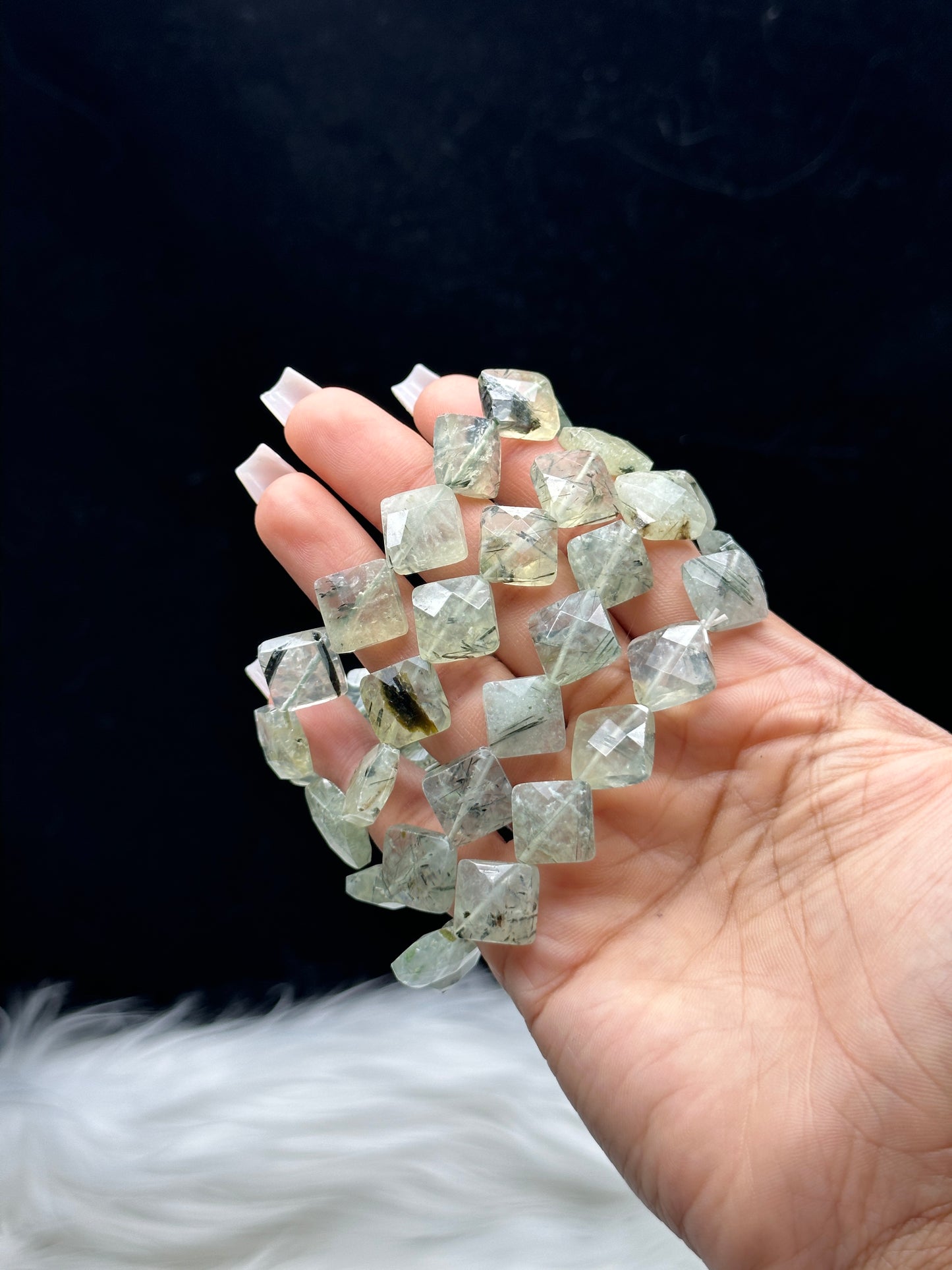 Prehnite Crystal Bracelet | Natural Prehnite Beads on Stretchable Cord | Calming & Healing Crystal Jewelry