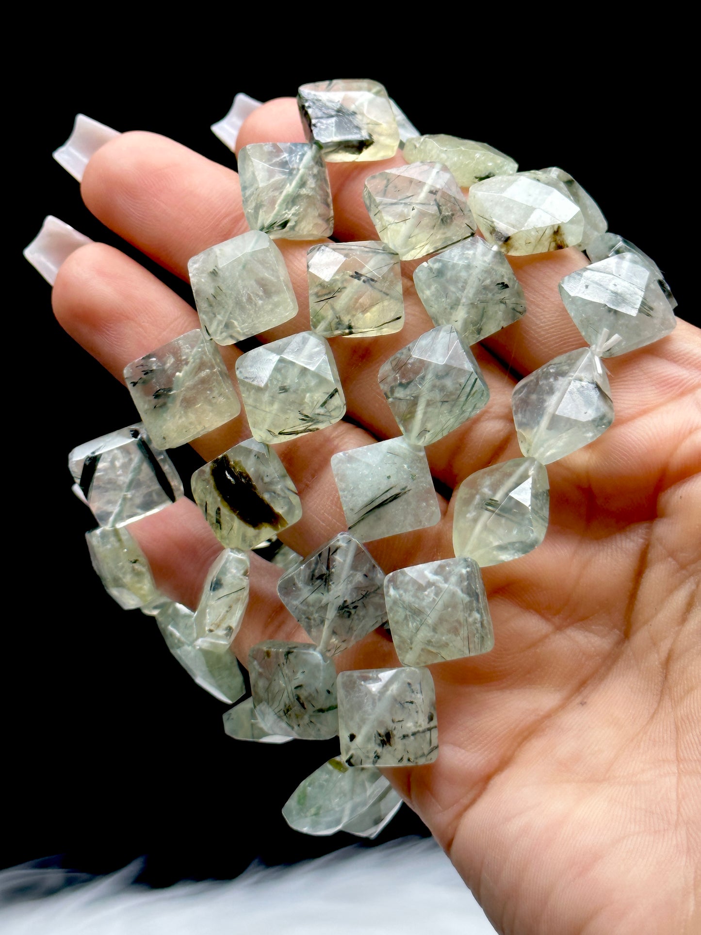 Prehnite Crystal Bracelet | Natural Prehnite Beads on Stretchable Cord | Calming & Healing Crystal Jewelry