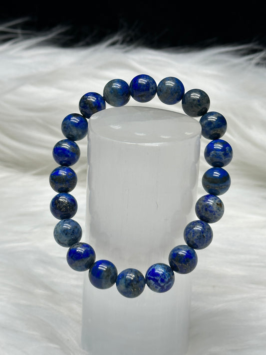 Natural Lapis Lazuli Bracelet | 10mm Round Beads | Stretchable Crystal Bracelet
