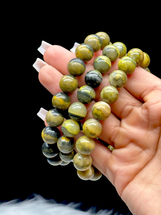 High Quality Bumblebee Jasper Crystal Bracelet | 12mm Beads | Stretchable Cord | Natural Gemstone Bracelet