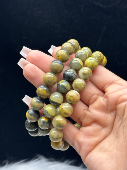 High Quality Bumblebee Jasper Crystal Bracelet | 12mm Beads | Stretchable Cord | Natural Gemstone Bracelet