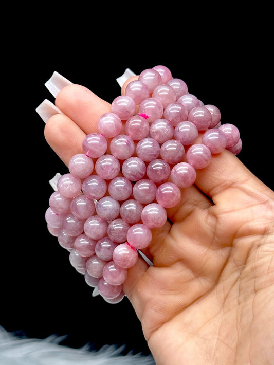 Natural Rose Quartz Crystal Bracelet | 9mm Bead Bracelet | Stretchable Gemstone Bracelet | Love & Healing Crystal Jewelry