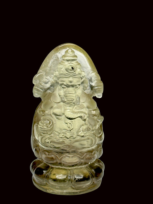 Divine Prosperity: Natural Citrine Crystal Ganesha Carving - 2.5 Inches - Abundance and Blessings