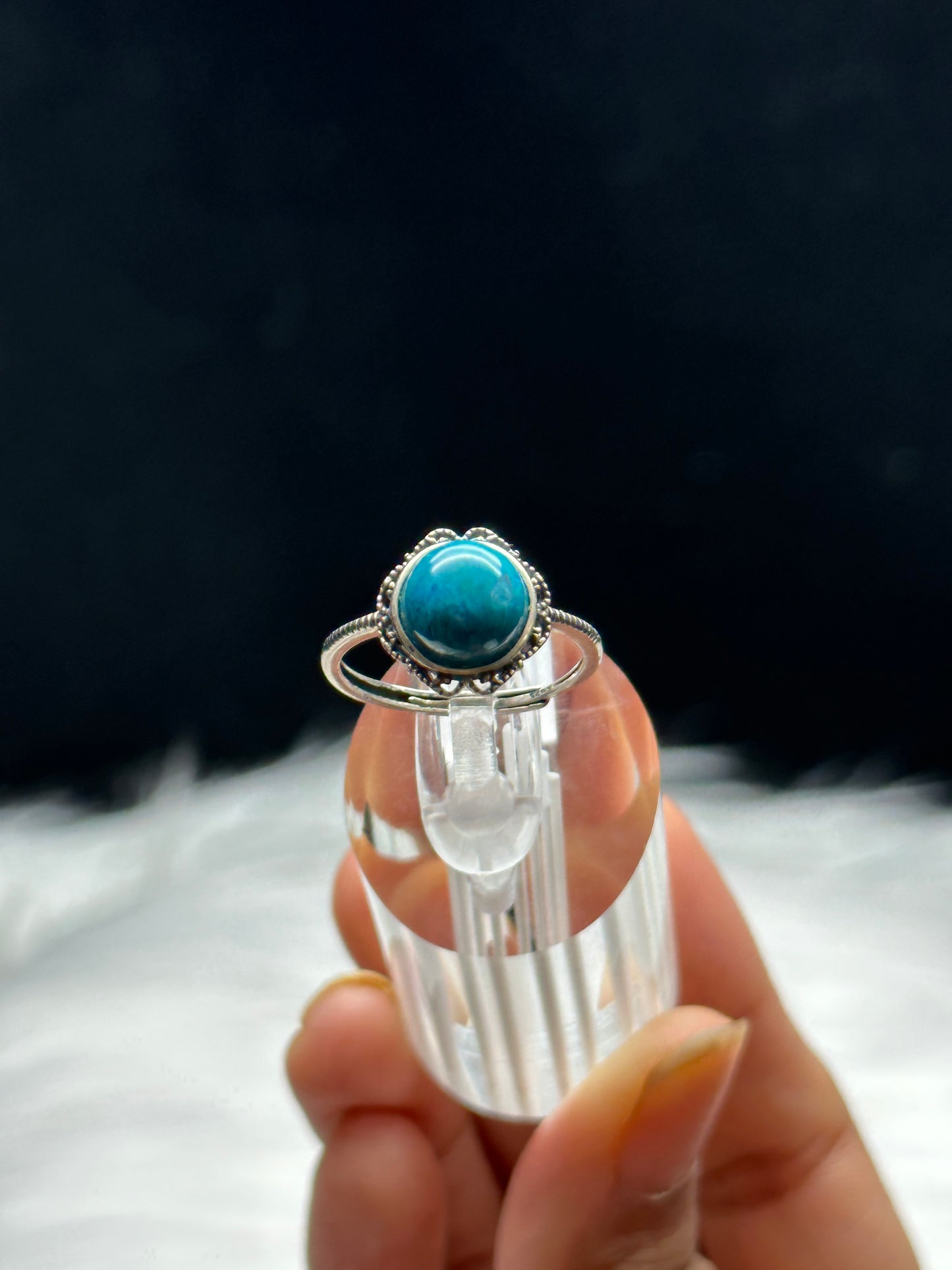 Chrysocolla: Adjustable Sterling Silver Crystal Ring - Empower your Spirit