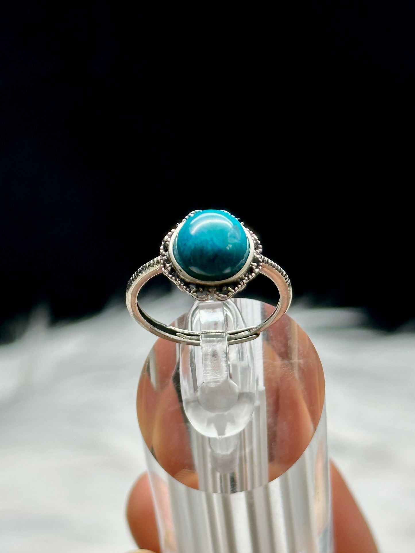 Chrysocolla: Adjustable Sterling Silver Crystal Ring - Empower your Spirit