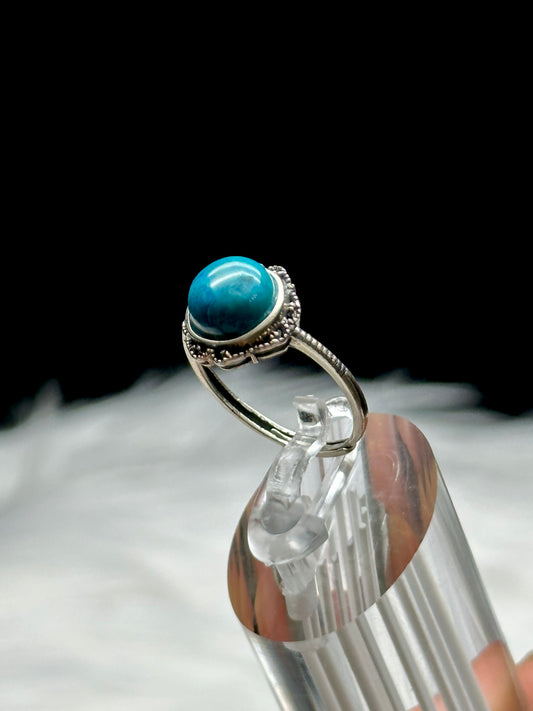 Chrysocolla: Adjustable Sterling Silver Crystal Ring - Empower your Spirit