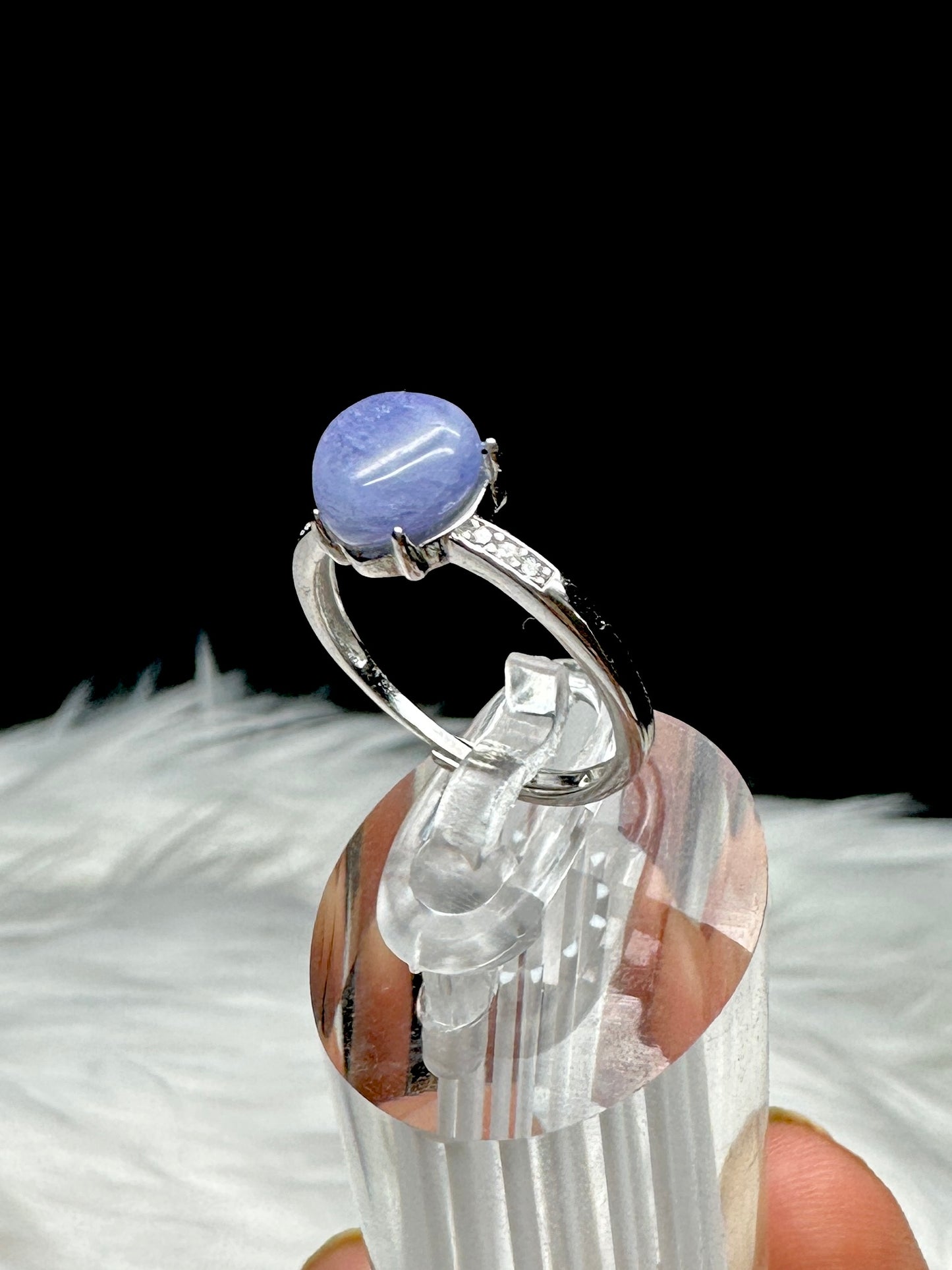 Adjustable Iolite Crystal Ring in Silver - Harness Healing Energies for Balance and Insight