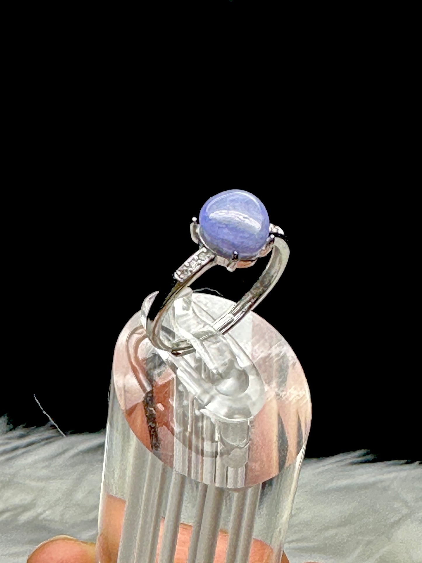 Adjustable Iolite Crystal Ring in Silver - Harness Healing Energies for Balance and Insight