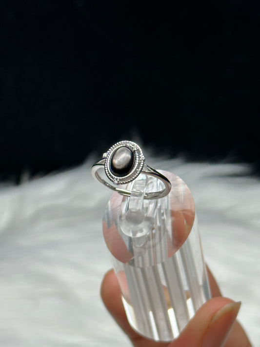 Hypersthene Crystal Ring in Sterling Silver- Crystal for Good Luck