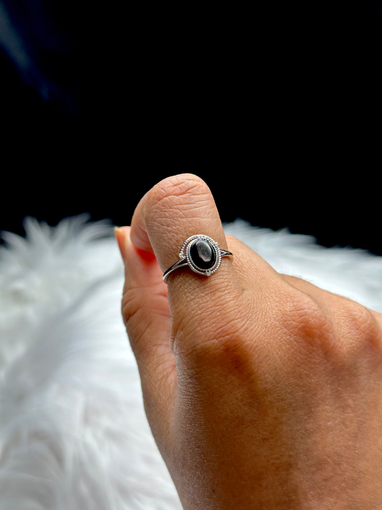 Hypersthene Crystal Ring in Sterling Silver- Crystal for Good Luck