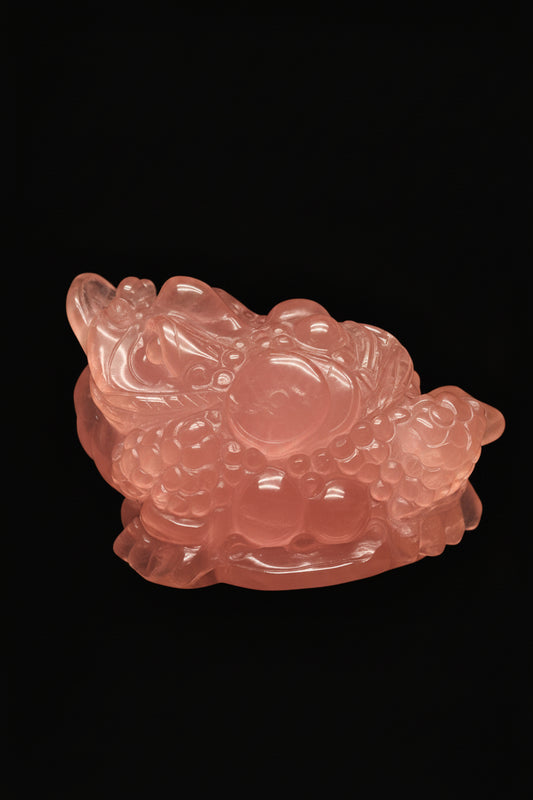 Super High Quality Rose Quartz Money Toad Crystal Carving