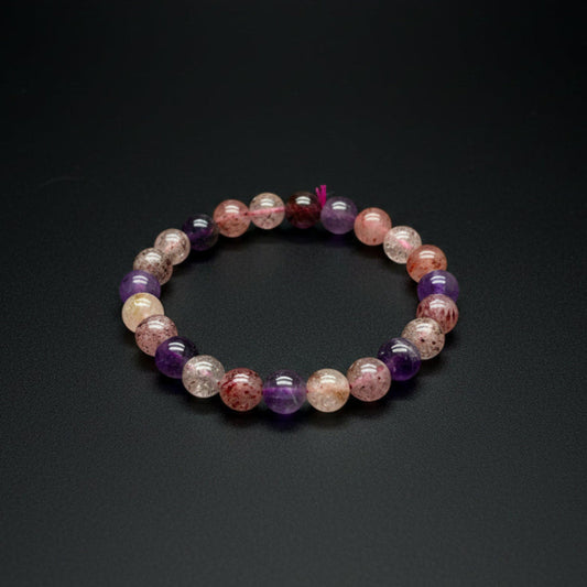 Super 7 Crystal Bead Bracelet - 8mm bead size - Enhanced Intuition