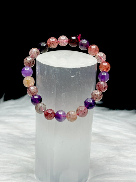 Super 7 Crystal Bead Bracelet - 8mm bead size - Enhanced Intuition