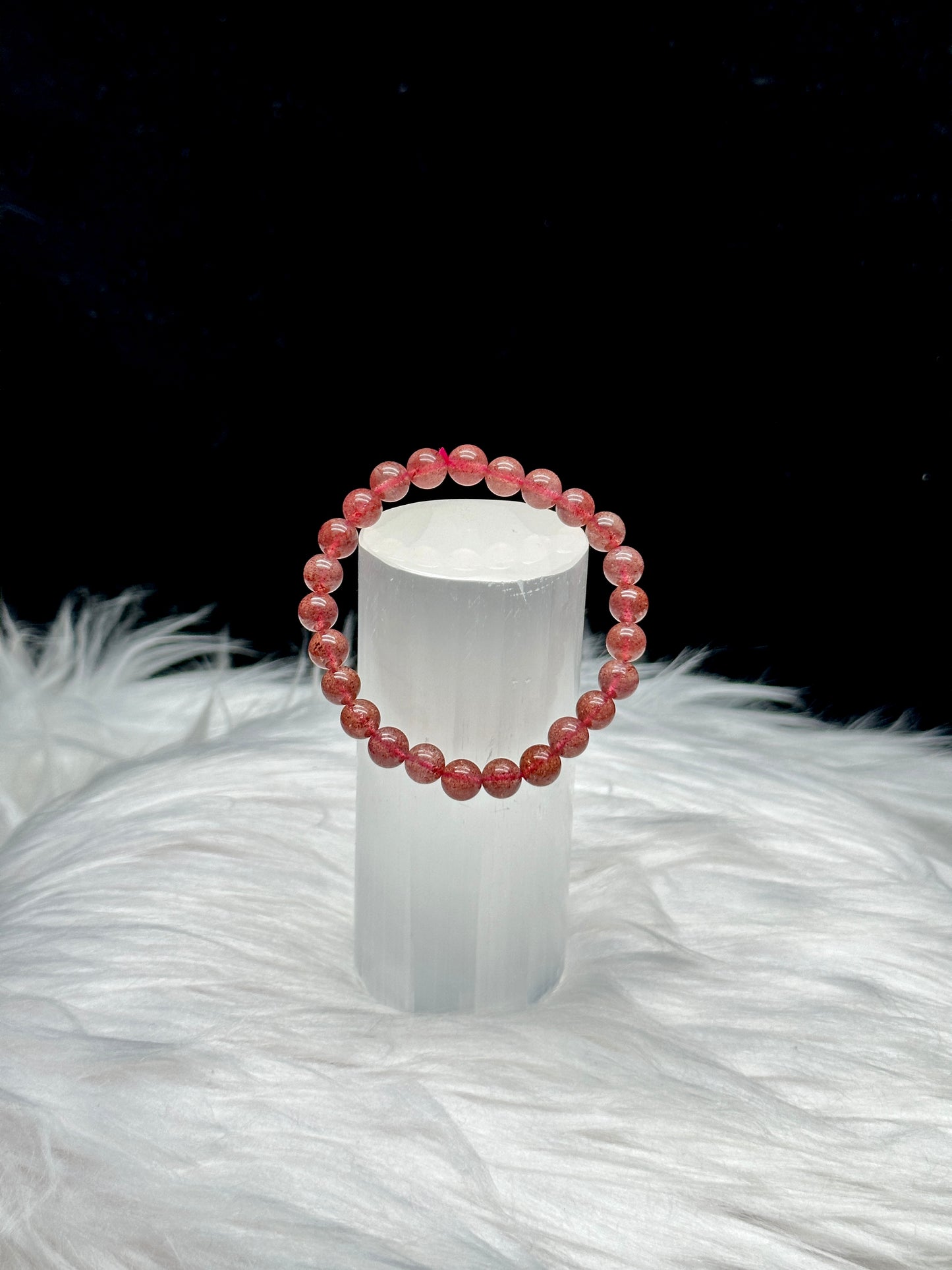 Elevate Your Spirit: High-Quality Strawberry Quartz Crystal Bead Bracelet - Stretchable Cord for Perfect Fit