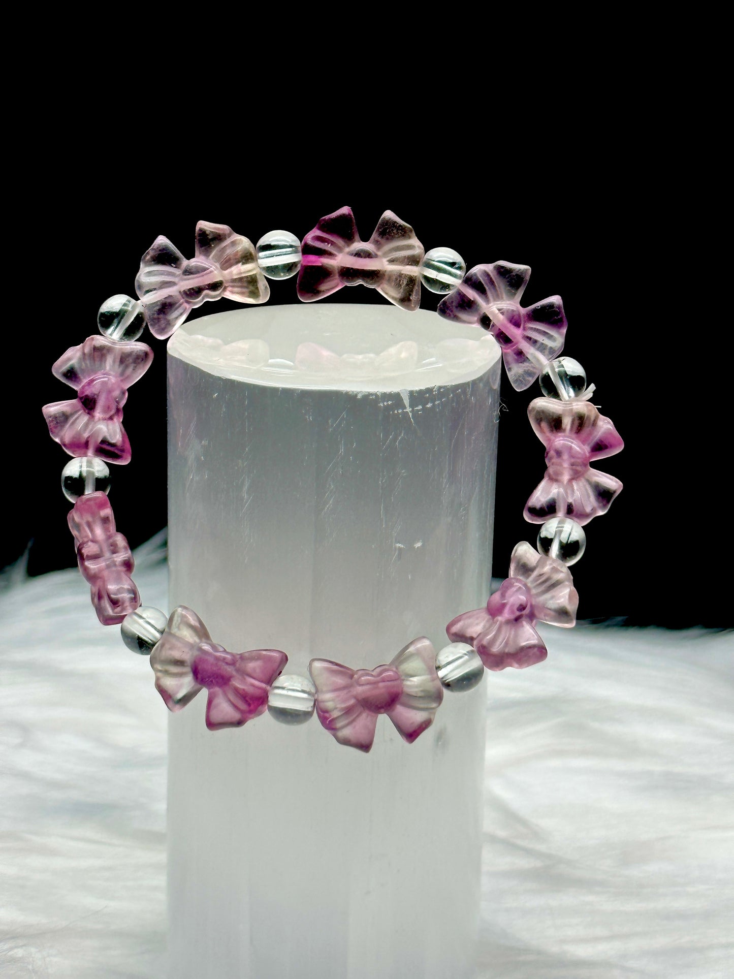 Harmony Bow Bracelet – High-Quality Fluorite Crystal for Healing Energy