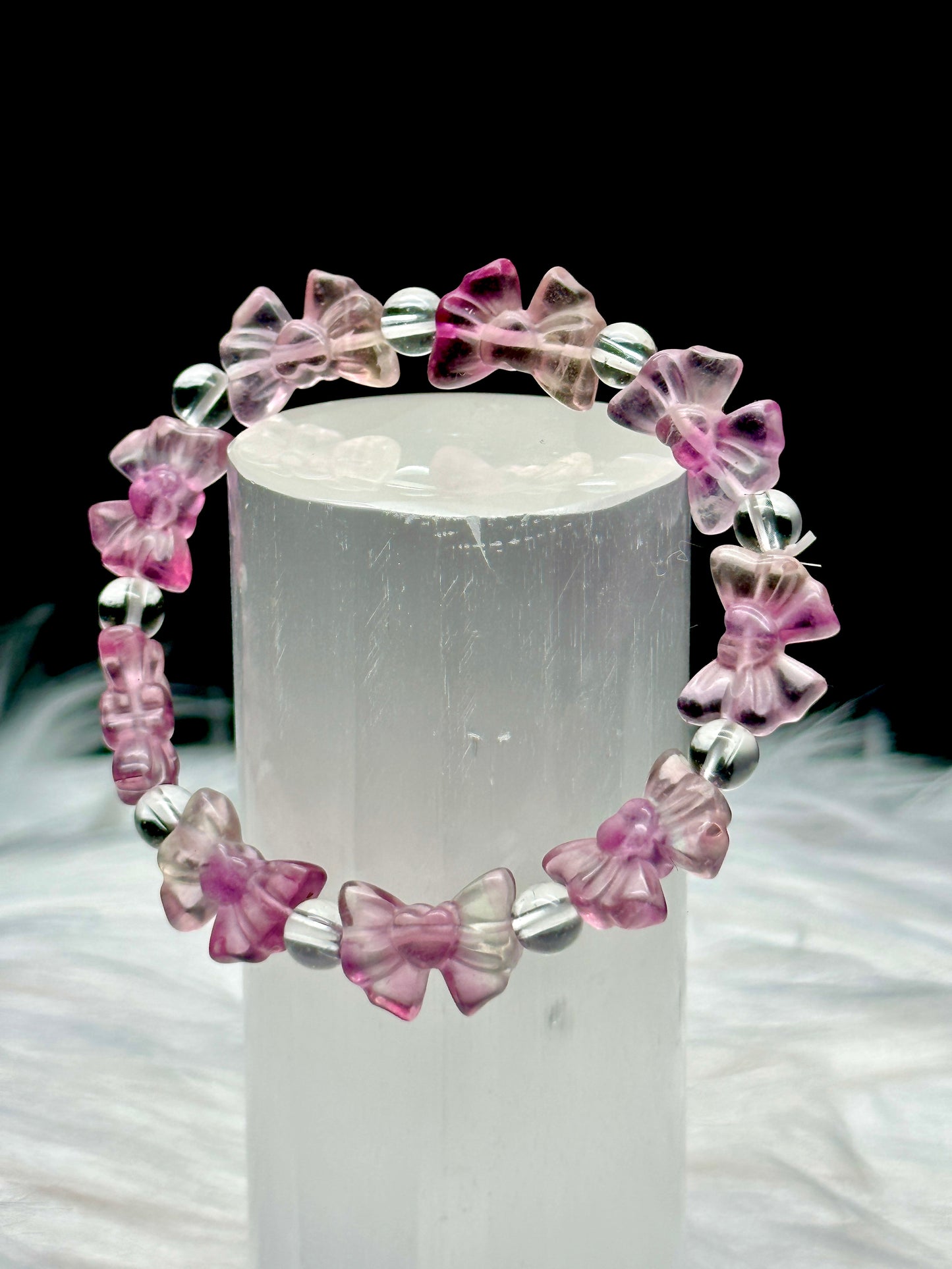 Harmony Bow Bracelet – High-Quality Fluorite Crystal for Healing Energy