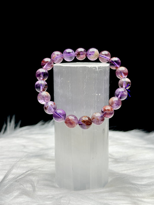 Natural Amethyst Mixed Garden Quartz Lodolite Bracelet - Experience the Tranquil Harmony of Nature