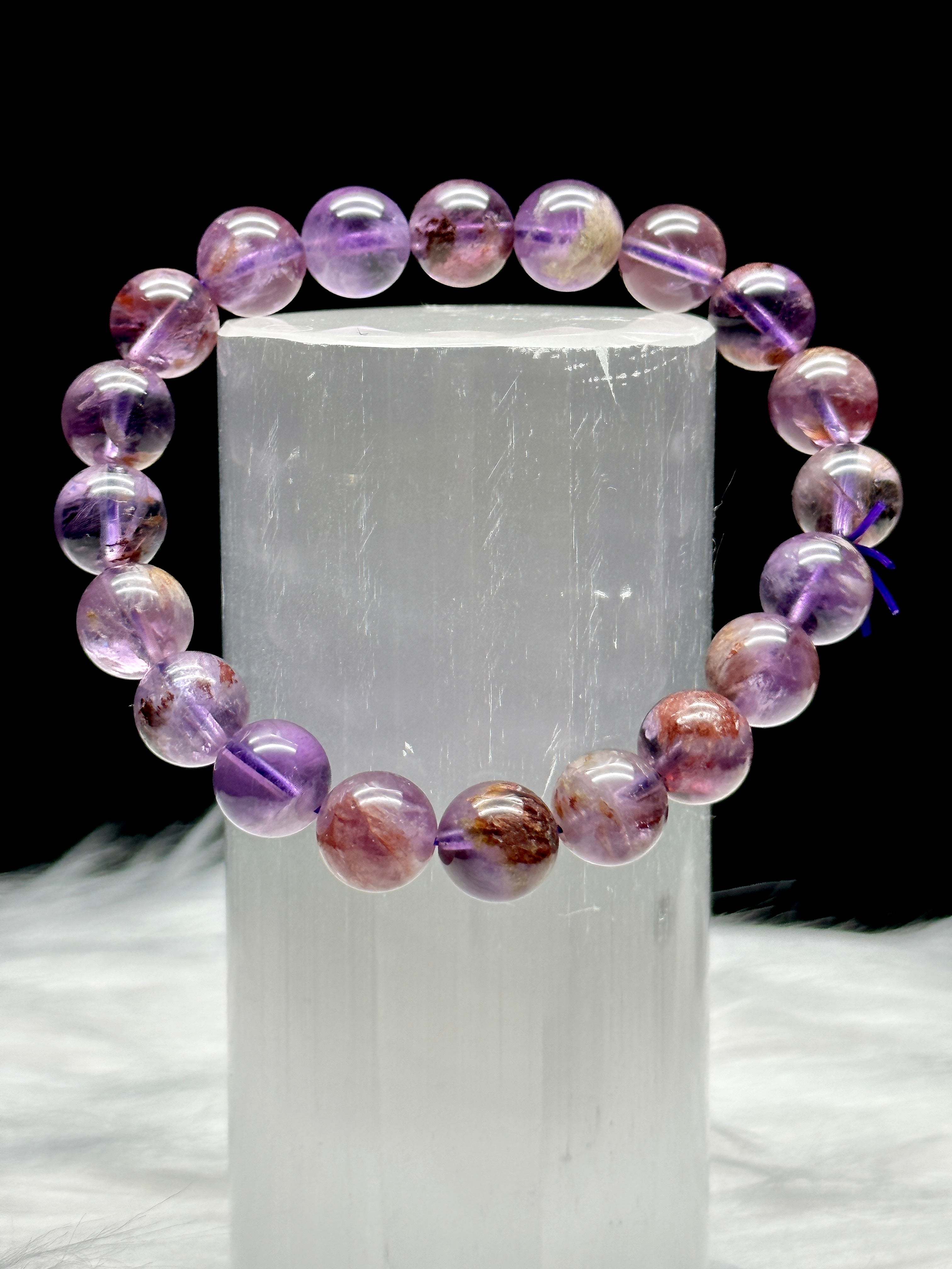 Natural Amethyst Mixed Garden Quartz Lodolite Bracelet