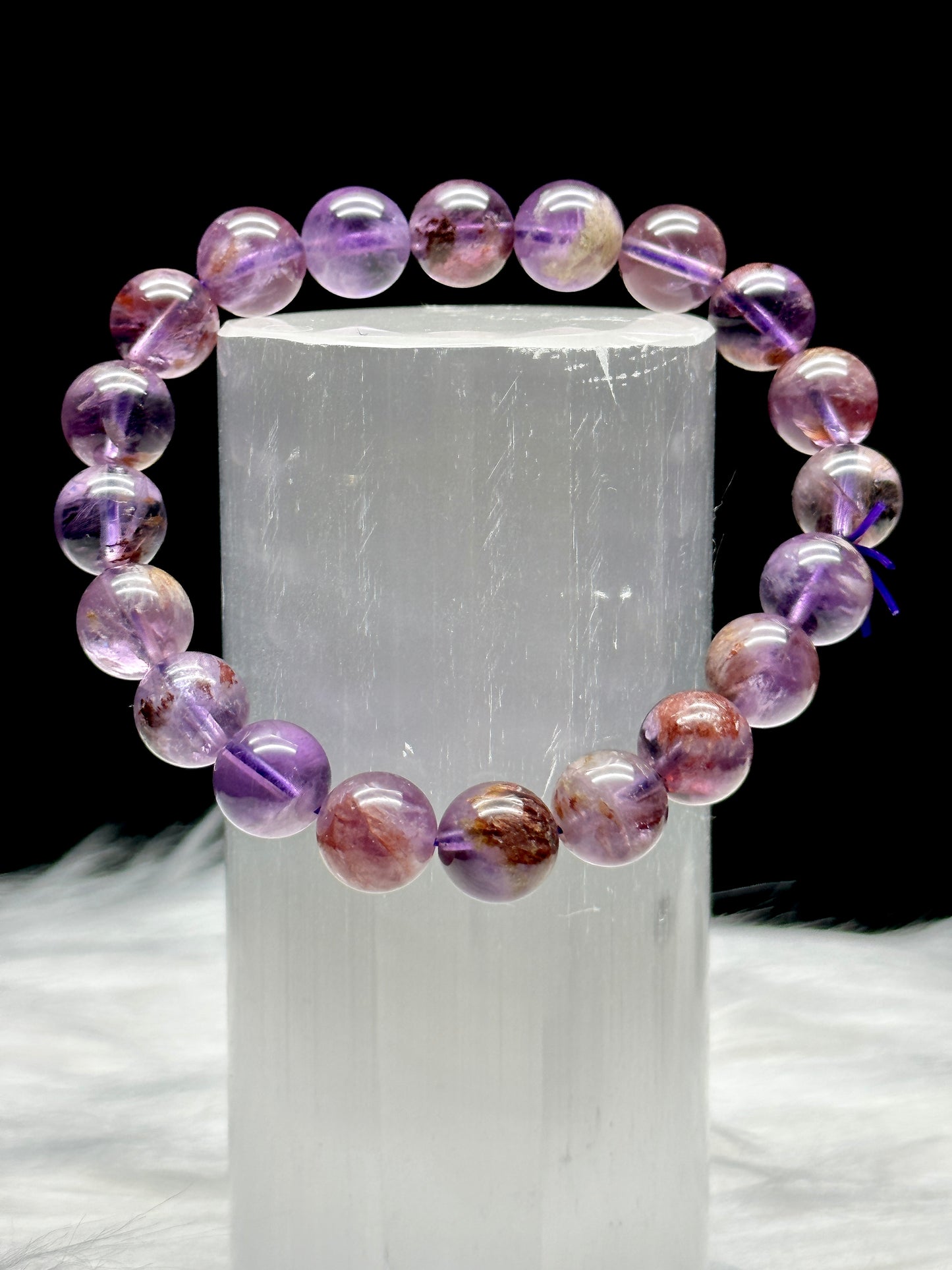 Natural Amethyst Mixed Garden Quartz Lodolite Bracelet - Experience the Tranquil Harmony of Nature