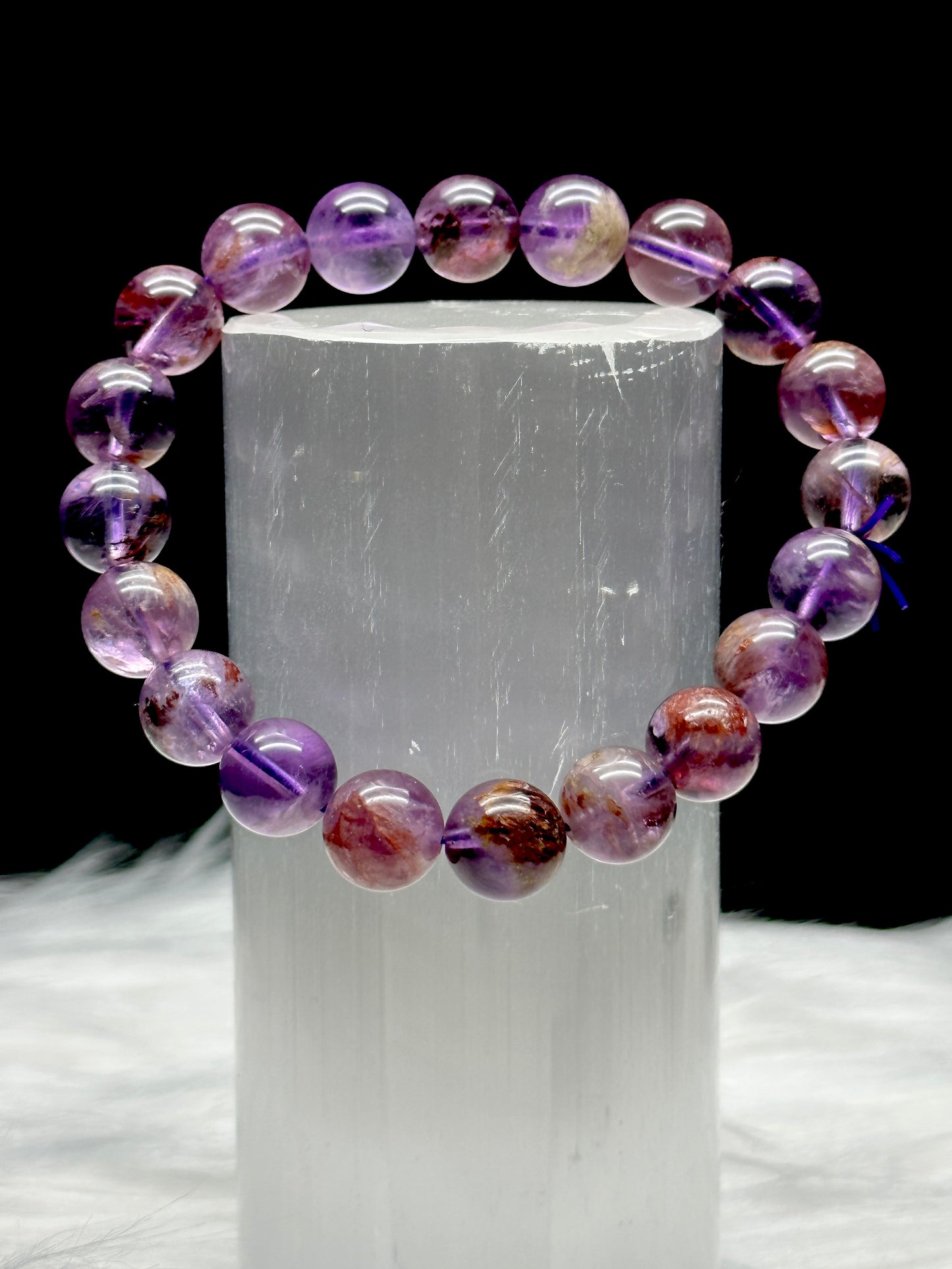 Natural Amethyst Mixed Garden Quartz Lodolite Bracelet - Experience the Tranquil Harmony of Nature