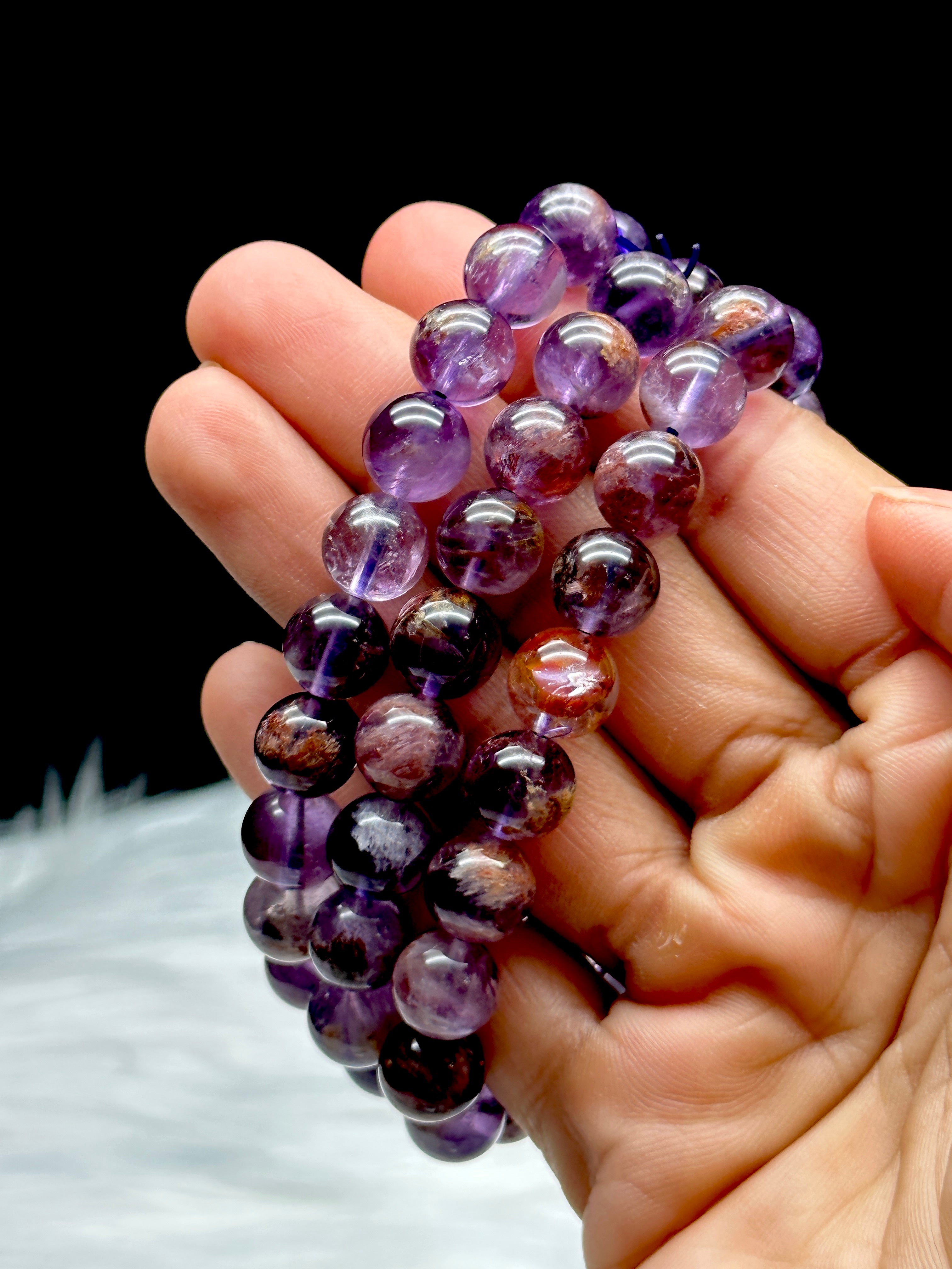 Natural Amethyst Mixed Garden Quartz Lodolite Bracelet
