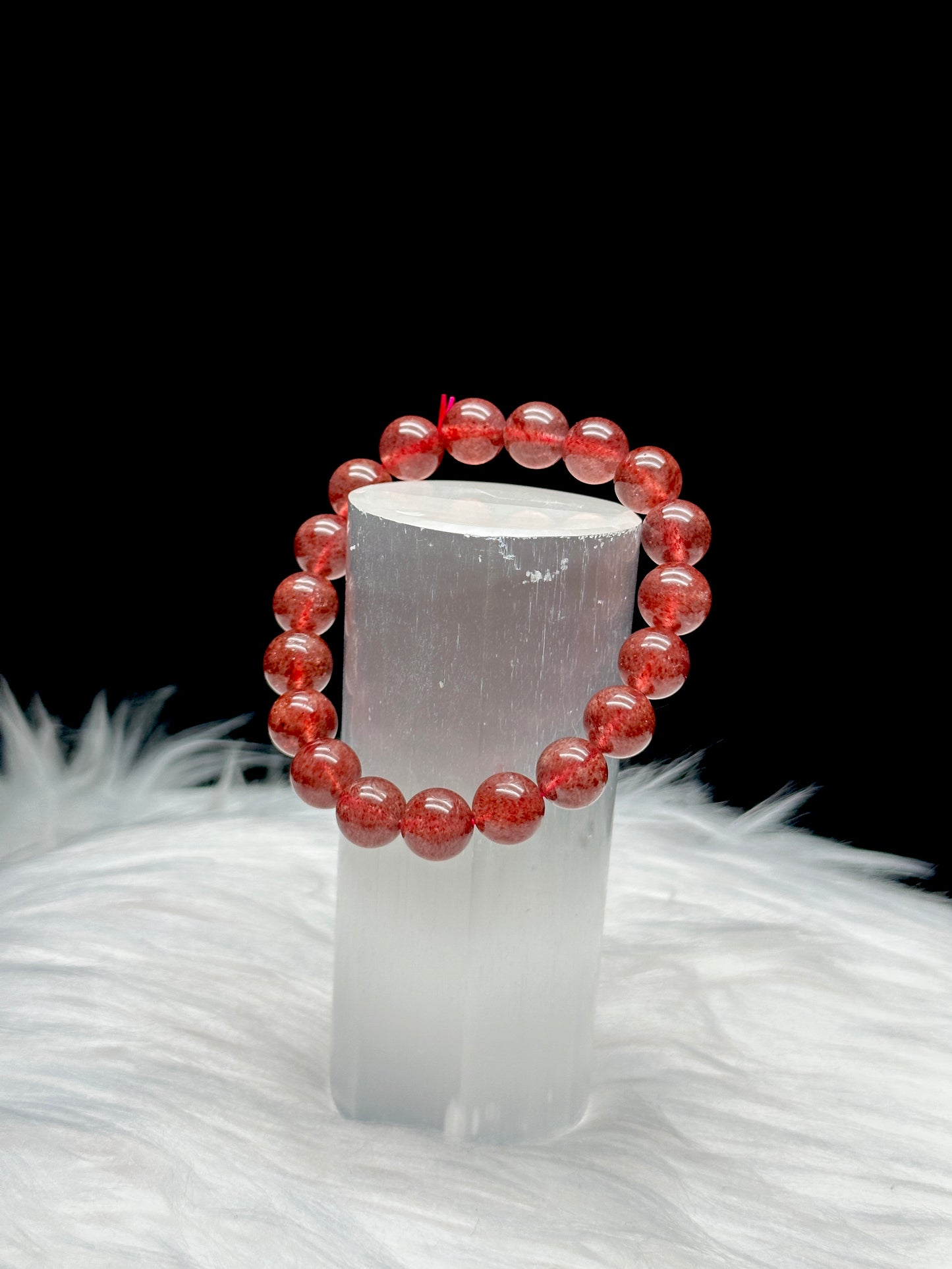 High-Quality Strawberry Quartz Crystal Bracelet - Healing Power in Every Bead - 9.6mm bead size