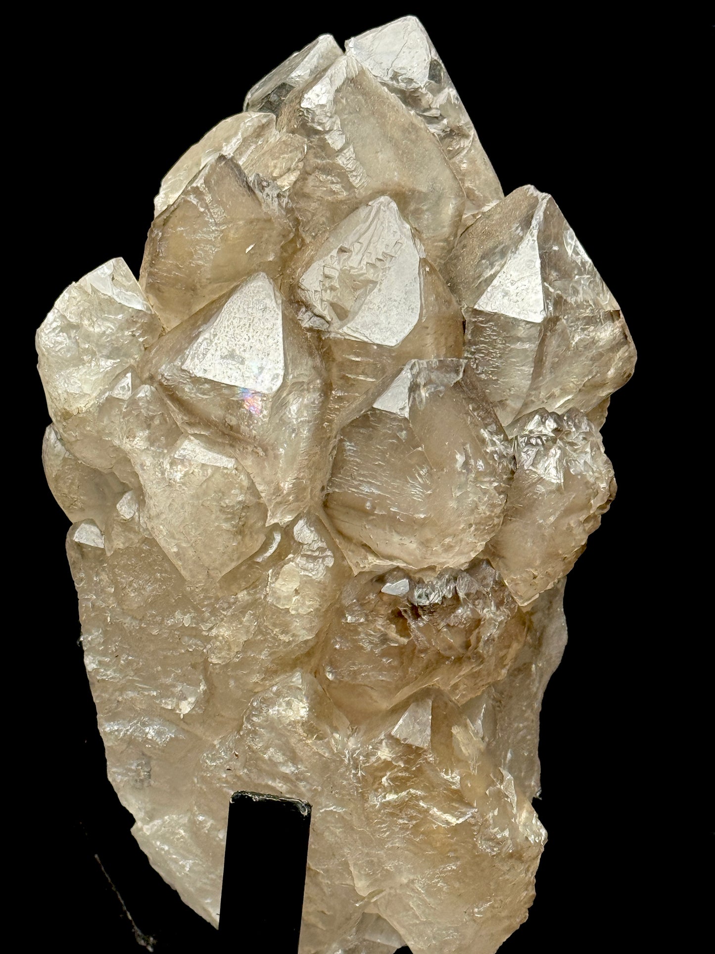 High Quality Large Elestial Smoky Quartz Cluster Specimen on Stand – 7.9 Inches Tall