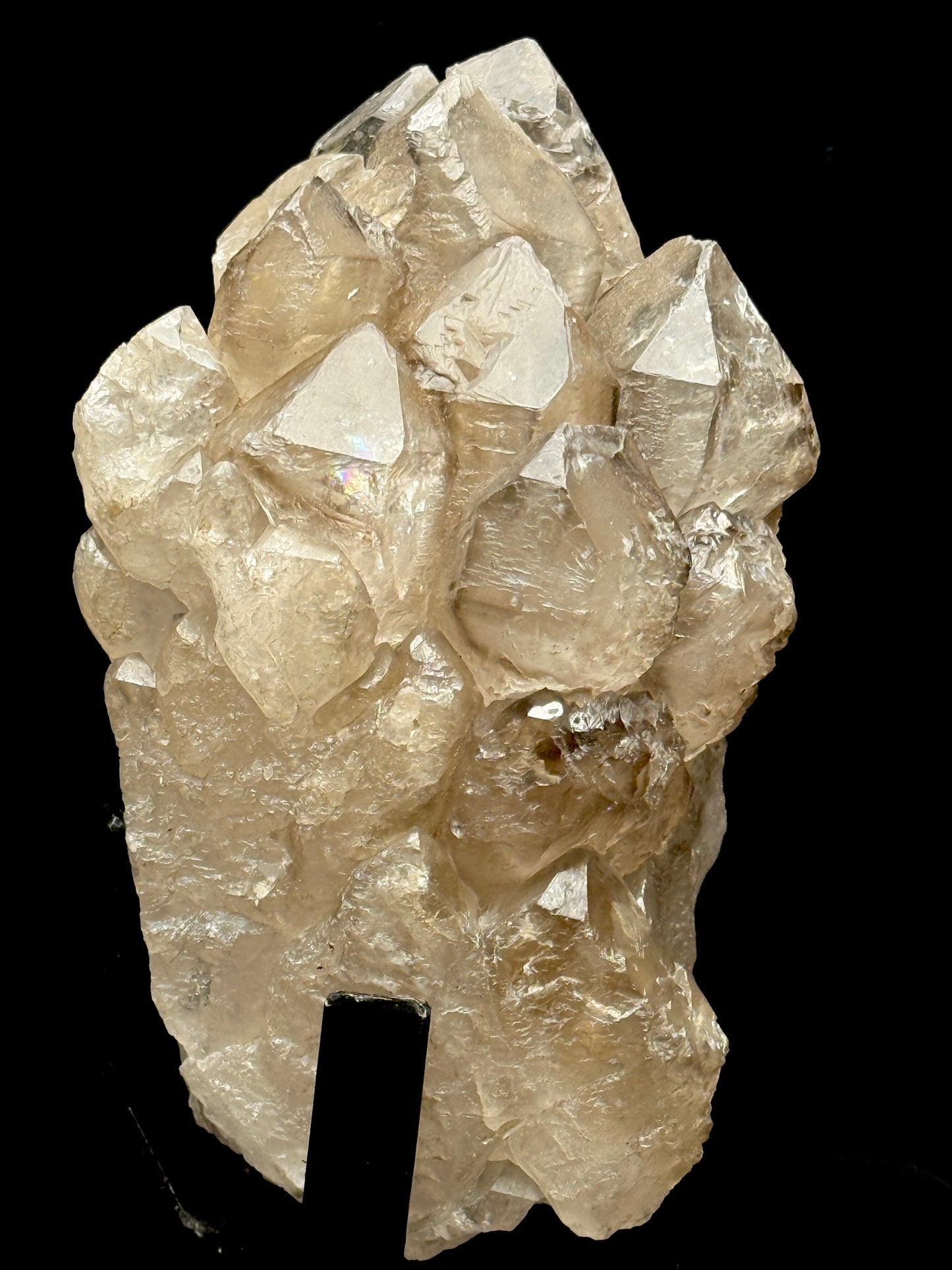 High Quality Large Elestial Smoky Quartz Cluster Specimen on Stand – 7.9 Inches Tall