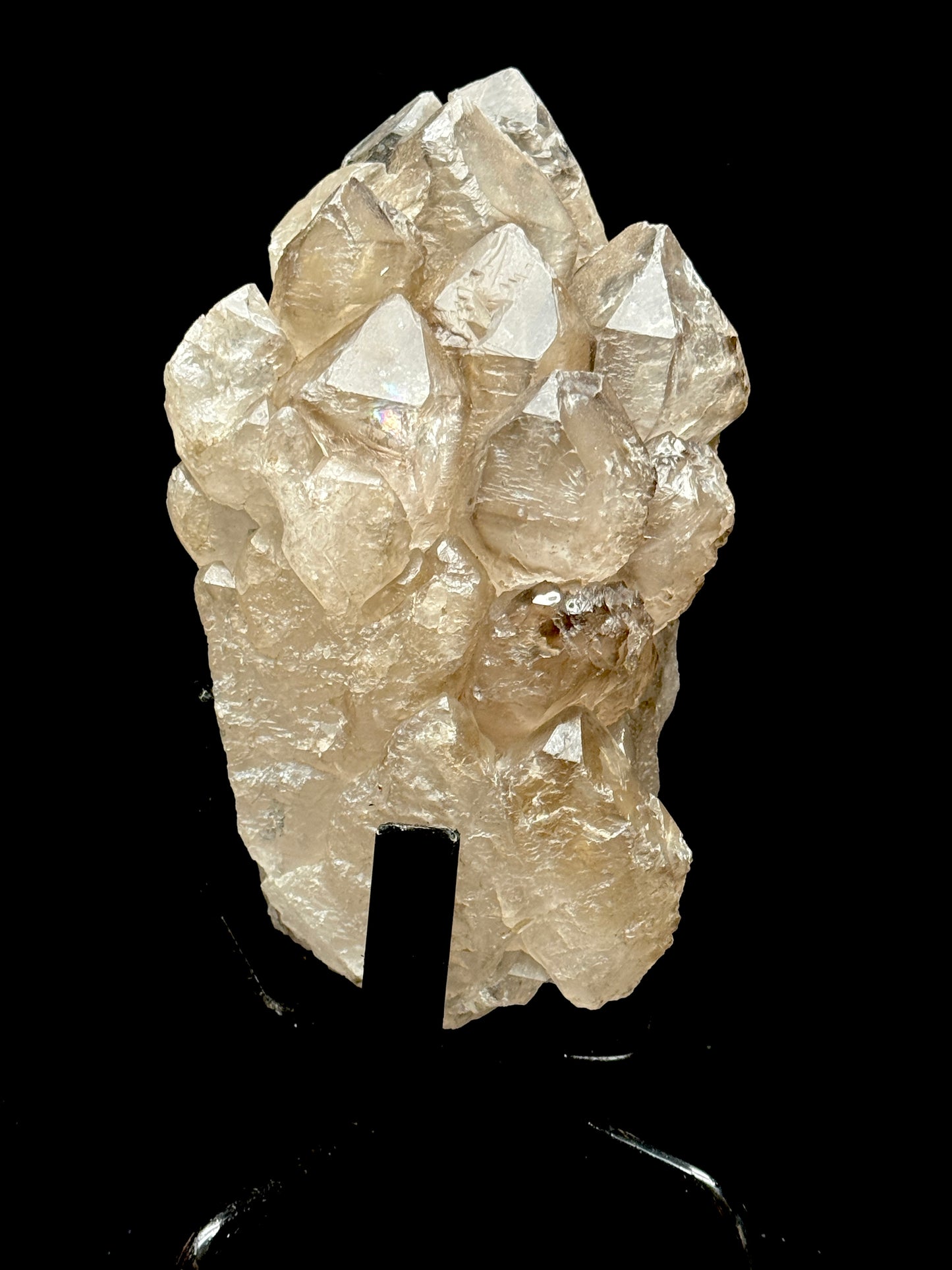 High Quality Large Elestial Smoky Quartz Cluster Specimen on Stand – 7.9 Inches Tall