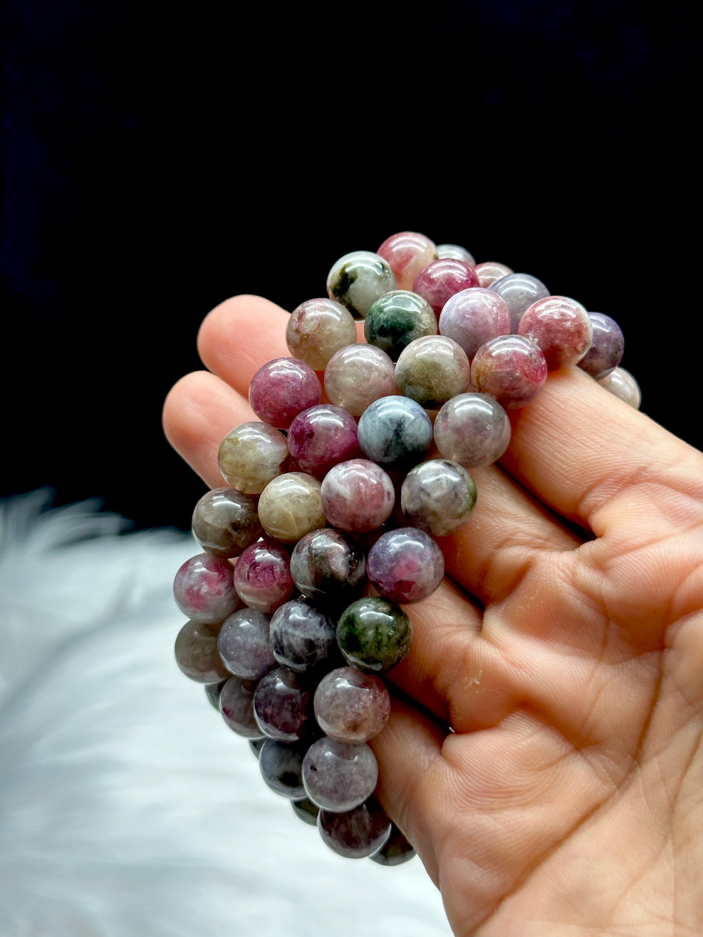 High-Quality Watermelon Tourmaline Crystal Bracelet - Experience Healing Energies - 10mm beads, Trust Us to Select Your Perfect Piece