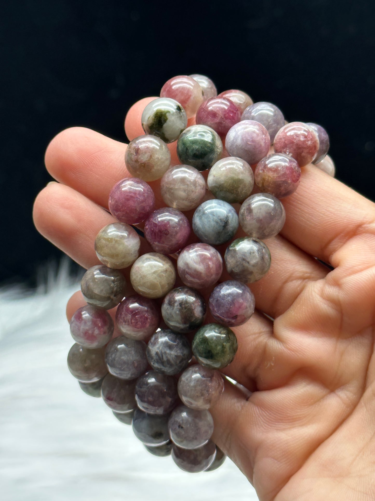 High-Quality Watermelon Tourmaline Crystal Bracelet - Experience Healing Energies - 10mm beads, Trust Us to Select Your Perfect Piece